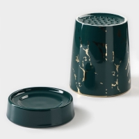 Подставка керамическая для столовых приборов Gold, 10,5&times;10,5&times;13 см, цвет зелёный