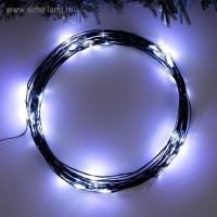 Гирлянда «Нить» 5 м роса, IP20, зелёная нить, 50 LED, 2 режима, батарейки AAх3 (нет в комплекте), свечение белое Гирлянда «Нить» 5 м роса, IP20, зелёная нить, 50 LED, 2 режима, батарейки AAх3 (нет в комплекте), свечение белое