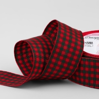 Лента декоративная &laquo;Клетка&raquo;, 25 мм, 9 &plusmn; 0,5 м, цвет красный