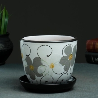 Горшок для цветов &laquo;Фиалка&raquo;, 1 л, d=15 см, h=13 см, керамический, с поддоном