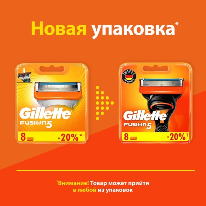 Сменные кассеты Gillette Fusion, 5 лезвий, 8 шт