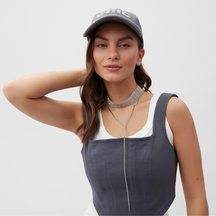 Кепка женская со стразами MIST Chic , серый, р. 56-58 Кепка женская со стразами MIST Chic , серый, р. 56-58