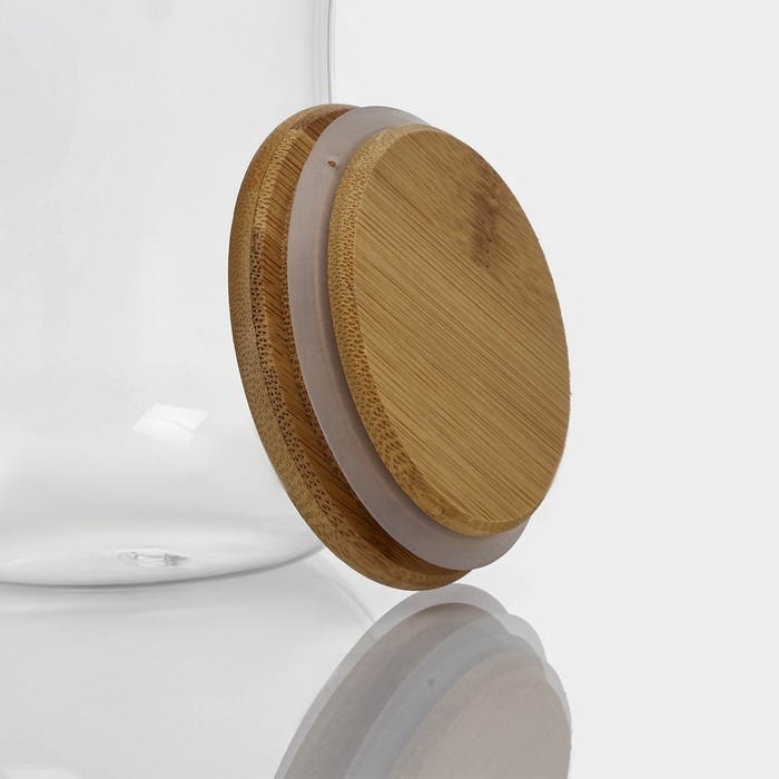 Банка стеклянная для хранения сыпучих продуктов BellaTenero &laquo;Эко&raquo;, 500 мл, 10&times;11 см, с бамбуковой крышкой