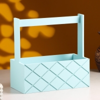 Кашпо деревянное "Эллада большая, сетка", с ручкой, 25&times;12,5&times;10(25) см Серо-голубой