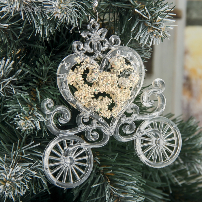 Украшение ёлочное Украшение ёлочное "Карета" блеск 11х12 см, прозрачный
