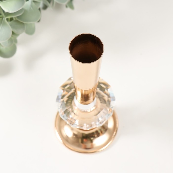 Подсвечник металл, акрил на 1 свечу "Эллея" d=2,5 см золото 6х6х15 см