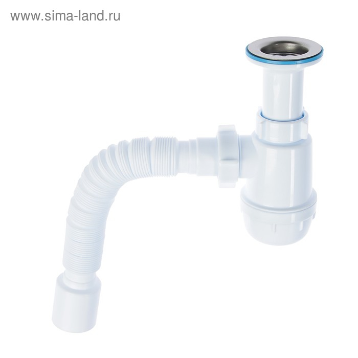 Сифон для мойки Сифон для мойки "АНИ Пласт" Грот A0510, 1 1/2"х40 мм, нерж решетка d=70 мм, гофра 40x40/50мм