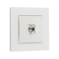 Розетка телевизионная одноместная TOT Glossy Glass, скрытая, стекло, белая Розетка телевизионная одноместная TOT Glossy Glass, скрытая, стекло, белая