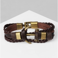 Браслет унисекс &laquo;Магия знаков&raquo; якорь, цвет коричневый с чернёным золотом, 18 см