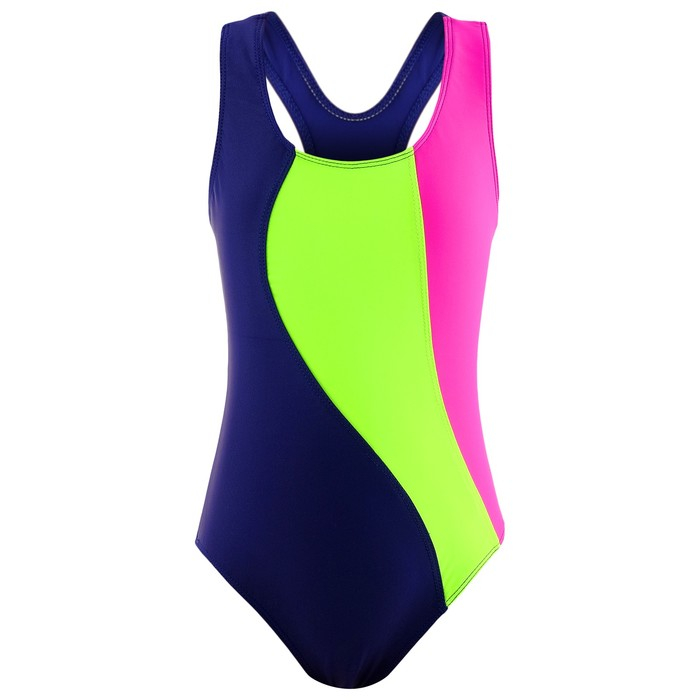 Купальник слитный &laquo;Волна&raquo;, тёмно-синий/зелёный неон/фуксия, р. 36