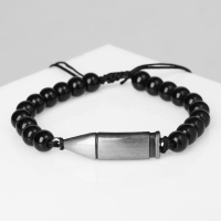 Браслет унисекс &laquo;Шамбала&raquo; пуля, цвет чёрный с серым металлом, шар №8, d=7 см