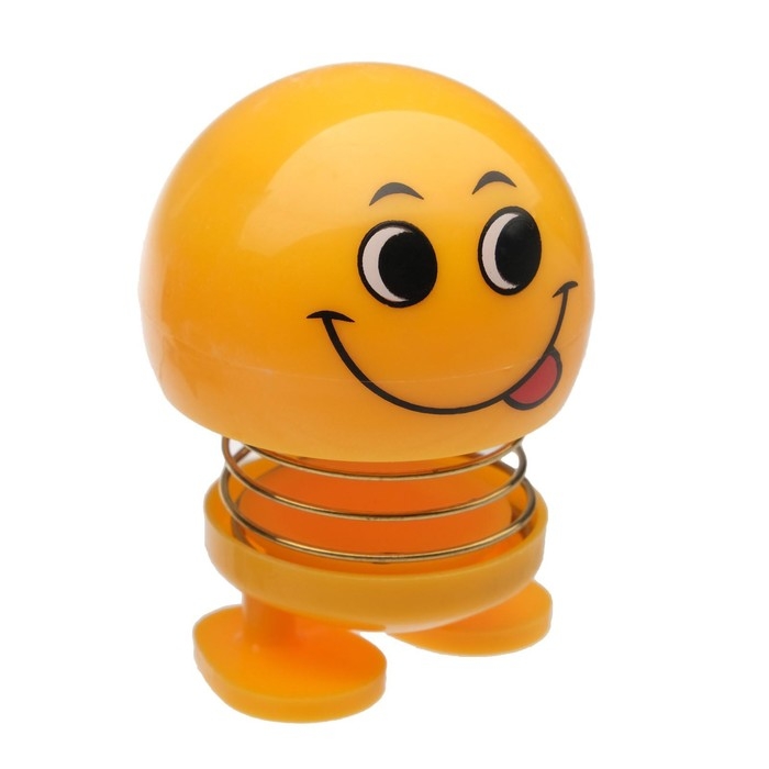 Смайл на пружинке, на панель в авто, язык, желтый Смайл на пружинке, на панель в авто, язык, желтый