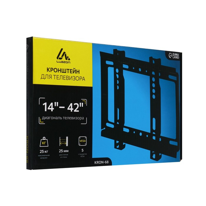 Кронштейн Luazon KrON-68, для ТВ, фиксированный, 14-42 Кронштейн Luazon KrON-68, для ТВ, фиксированный, 14-42", 25 мм от стены, чёрный