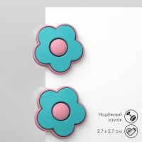 Серьги пластик «Цветочки», цвет розово-зелёный Серьги пластик «Цветочки», цвет розово-зелёный