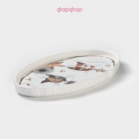 Блюдо фарфоровое овальное Доляна &laquo;Коты-аристократы&raquo;, 30,5&times;17 см