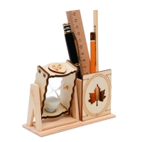 Песочные часы "Кленовый лист", сувенирные, с карандашницей, 10 х 13.5 см, белые Песочные часы "Кленовый лист", сувенирные, с карандашницей, 10 х 13.5 см, белые