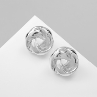 Серьги пластик &laquo;Круг&raquo; с изгибами, цвет серебро