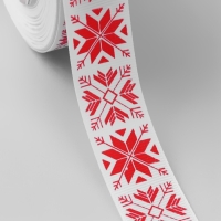 Новый год! Лента репсовая &laquo;Узорные снежинки&raquo;, 25 мм, 23 &plusmn; 1 м, цвет белый/красный №1001