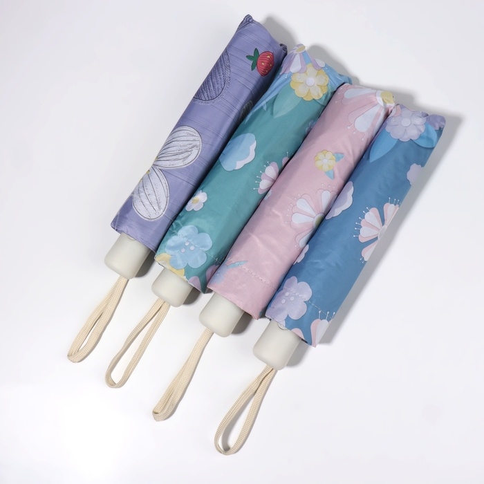 Зонт автоматический &laquo;Цветы&raquo;, 3 сложения, 8 спиц, R = 48/55 см, D = 110 см, цвет МИКС