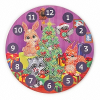 Алмазная мозаика на новый год для детей с частичным заполнением на часах «Лесные зверята», 20 х 20 см, новогодний набор для творчества Алмазная мозаика на новый год для детей с частичным заполнением на часах «Лесные зверята», 20 х 20 см, новогодний набор для творчества