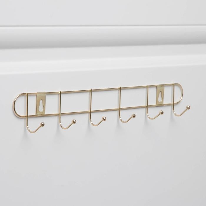 Вешалка настенная Доляна &laquo;Лайт&raquo;, 6 крючков , 33&times;5&times;3,5 см, золотая