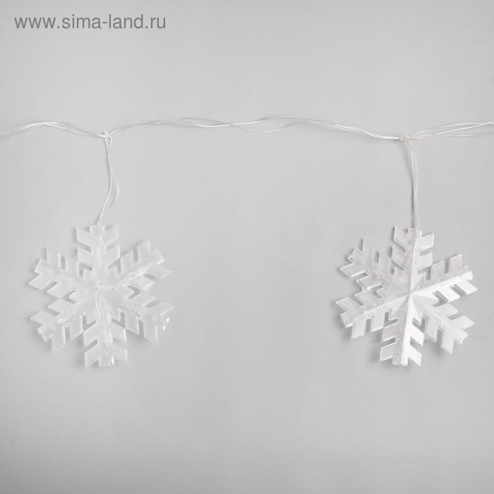Гирлянда &laquo;Нить&raquo; 2 м с насадками &laquo;Снежинка матовая&raquo;, IP20, прозрачная нить, 36 LED, свечение мульти (RG/RB), мигание, 220 В