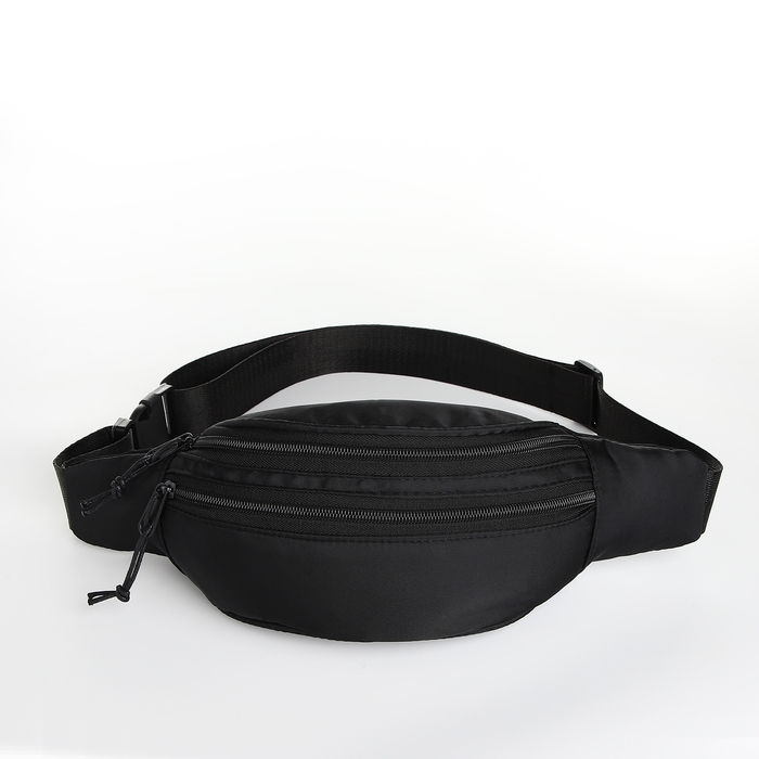 Поясная сумка на молнии, 2 кармана, цвет чёрный