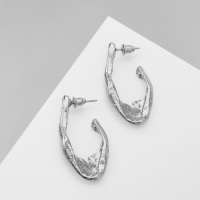 Серьги металл &laquo;Модерн&raquo; мятый крючок, цвет серебро