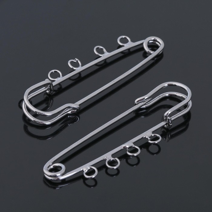 Булавка для подвесок PO-065 №03, (набор 2 шт) 70&times;20&times;7мм, цвет серебра