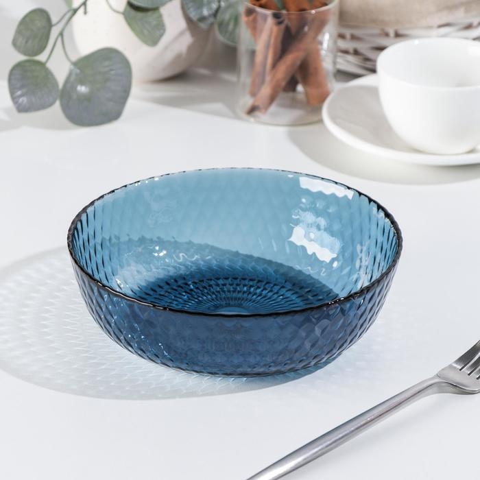 Тарелка глубокая стеклянная &laquo;Идиллия&raquo;, 850 мл, d=18 см, цвет лондон топаз