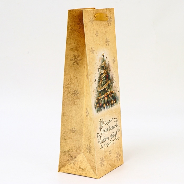 Новый год. Пакет подарочный новогодний под бутылку &laquo;Роскошная ёлка&raquo;, 13 x 36 x 10 см.