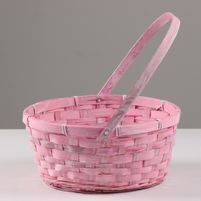 Корзина плетеная, 26х12/30 см, бамбук, сиреневая, розовая, микс Корзина плетеная, 26х12/30 см, бамбук, сиреневая, розовая, микс