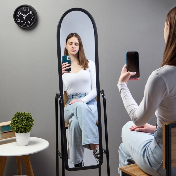 Зеркало напольное "Basic" , на колёсиках,  31 х 160см, черное