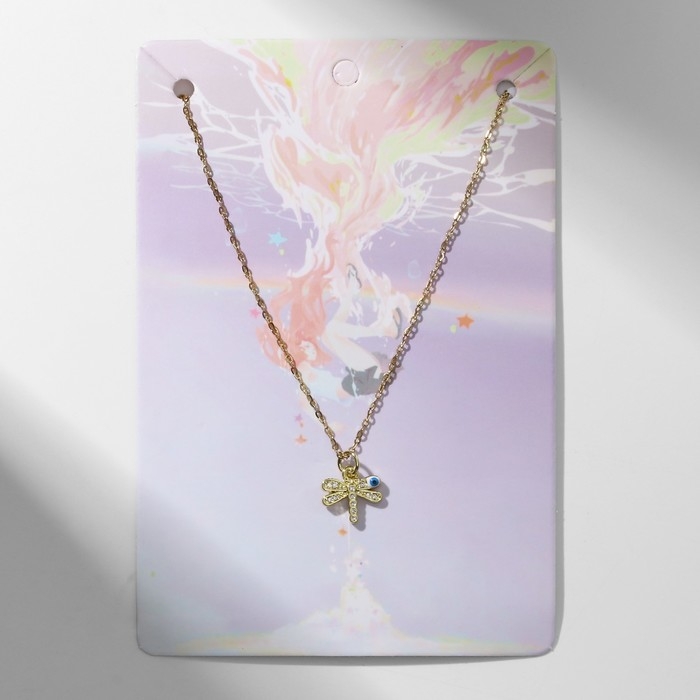 Кулон-оберег &laquo;Мини&raquo; стрекоза, глаз, цвет бело-голубой в серебре, 38 см