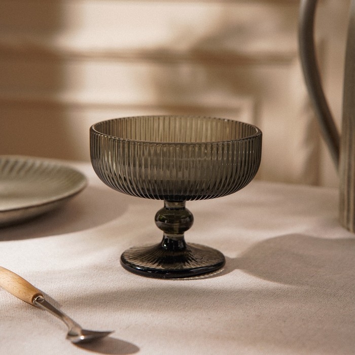 Креманка стеклянная SL Home «Модерн», 300 мл, 12×10 см, цвет графитовый Креманка стеклянная SL Home «Модерн», 300 мл, 12×10 см, цвет графитовый