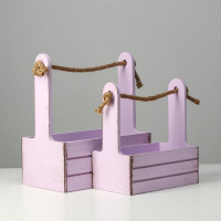 Набор кашпо деревянных 2 в 1 (25.5&times;15&times;30; 20&times;12&times;23) "Прованс", сиреневый