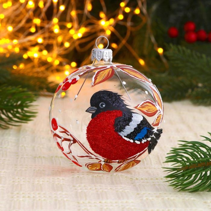 Ёлочный шар d-8 см "Снегирь"
