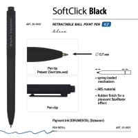 Ручка шариковая автоматическая, 0,7 мм, BrunoVisconti SoftClick Black, стержень синий, корпус soft touch Ручка шариковая автоматическая, 0,7 мм, BrunoVisconti SoftClick Black, стержень синий, корпус soft touch
