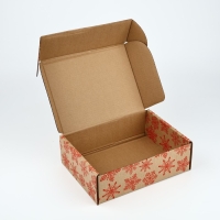 Коробка новогодняя складная &laquo;Новогодние шары&raquo;, бурый, 27 х 21 х 9 см, Новый год