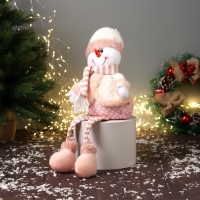 Мягкая игрушка "Снеговик с полосатыми длинными ножками" 43х18 см, бело-розовый Мягкая игрушка "Снеговик с полосатыми длинными ножками" 43х18 см, бело-розовый