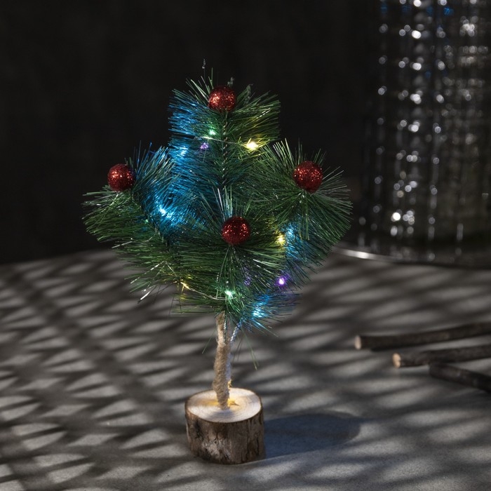 Светодиодная фигура &laquo;Ель с гирляндой&raquo;, 15 &times; 22 &times; 12 см, пластик, батарейки LR41х2 (в комплекте), свечение мульти