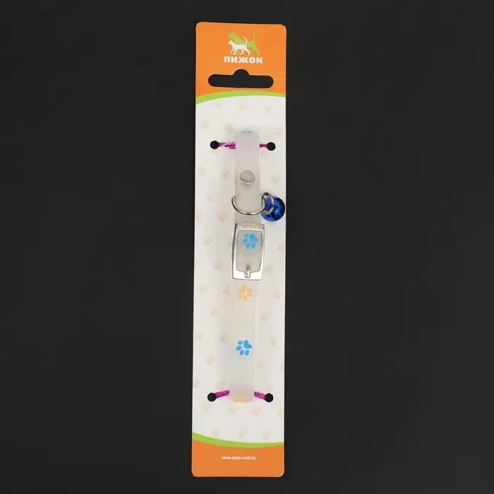 Ошейник, светящийся в темноте, "Яркие следы" (люминесцентный), 30 х 1 см, фиолетово-жёлтый