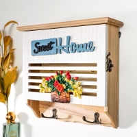 Ключница дерево 6 крючков "Корзина с цветами - Sweet home" 24х8,7х26 см Ключница дерево 6 крючков "Корзина с цветами - Sweet home" 24х8,7х26 см