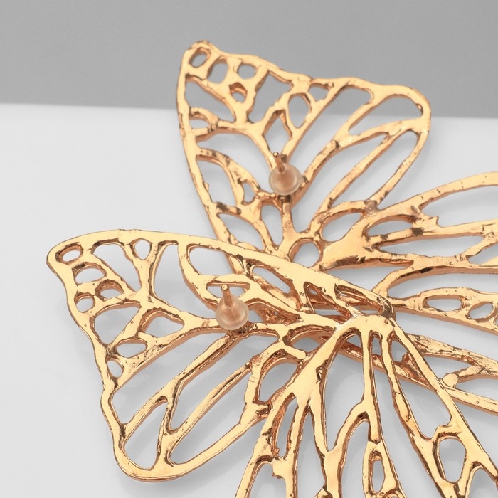 Серьги металл &laquo;Бабочки&raquo;, цвет золото