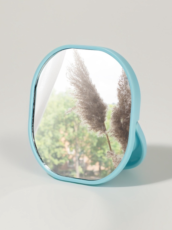 Зеркало карманное &laquo;Узор&raquo;, с подставкой, 8 &times; 8 см, цвет голубой