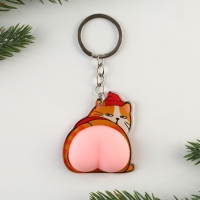 Брелок новогодний, для ключей, мялка &laquo;Кот - Новый год&raquo; 4,8 х 11,4 см