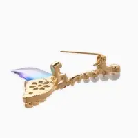 Брошь "Хвост Русалки" с жемчугом, цветная в золоте