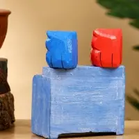 Календарь настольный &laquo;Пара совят&raquo;, 8&times;4&times;9.5 см, дерево, синий, красный