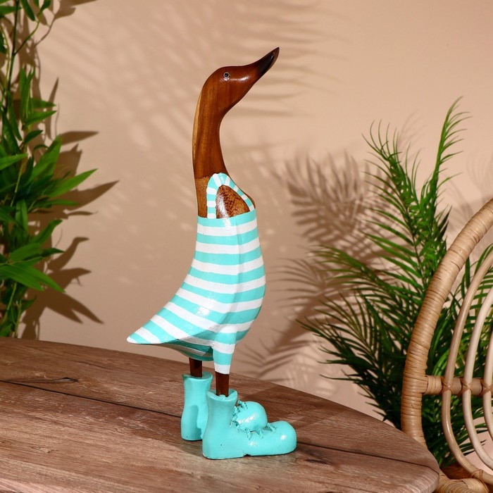 Сувенир "Утка в мятном комбинезоне" дерево 45 см