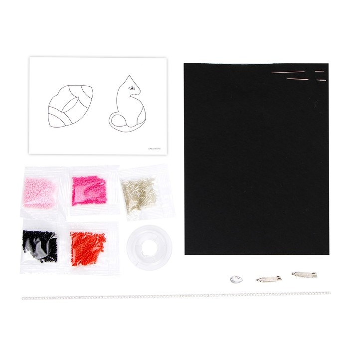 Вышивка бисером. Брошь &laquo;Кошка и губы&raquo;, набор для творчестваа